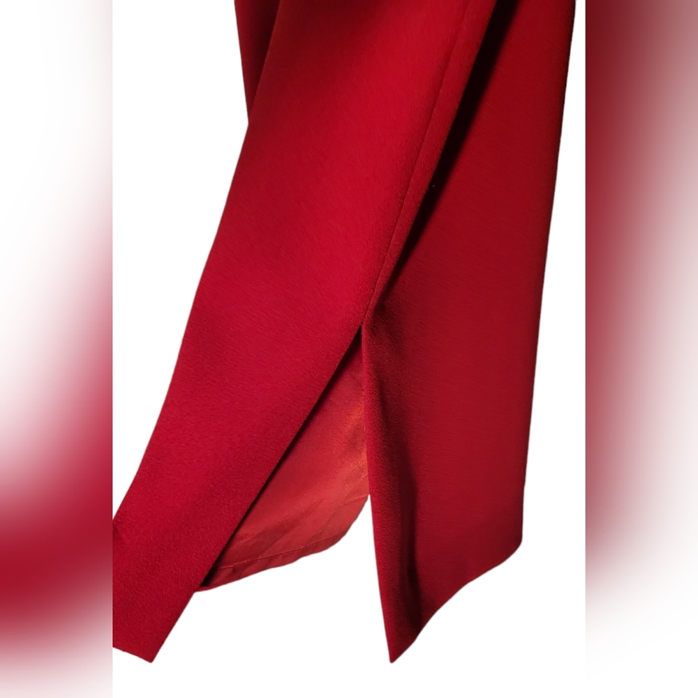 Karen Scott Women's Elegant Red Crepe Formal Straight Midi Skirt Size 12